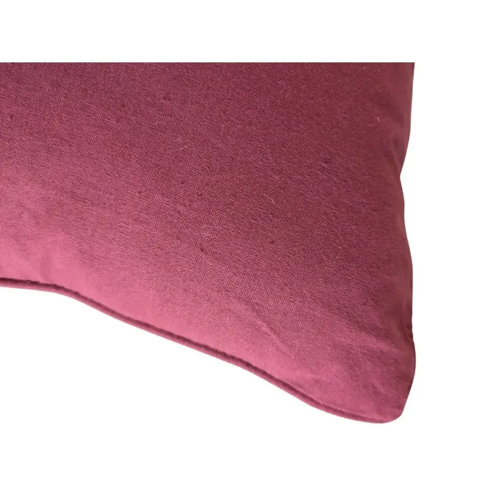 VTG Soft Impressions Tapestry Throw Pillow Christmas Santas Sleigh Burgundy Xmas